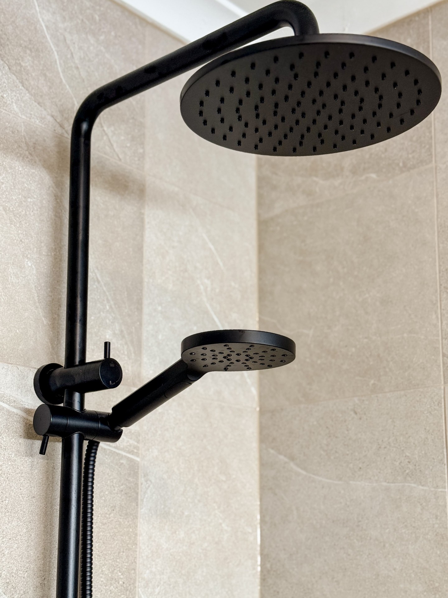 Matte black rain shower and handheld